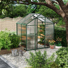 4x6/6x6/8x6/10x6FT Walk-In Greenhouse Aluminium Frame / Polycarb Panel Silver