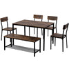 Dining Table Chair and Bench Set 6 Industrial Style Kitchen Dining Table Set