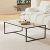Modern Marble Coffee Table Rectangle Cocktail Table with Black Frame Living Room