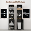Bathroom Tall Cabinet Slim Freestanding Storage Organizer-Black
