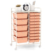 15 Drawers Storage Trolley Mobile Rolling Utility Cart-Peach pink