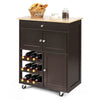 3-Tier Kitchen Island Kitchen Cart Racks Rolling Storage Trolley Cart Brown