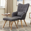 Fabric Armchair High Back Buttoned Upholstered Sofa Accent Chair with Foot Stool