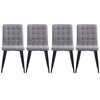 Set of 4 Dining Chairs Kitchen Breakfast Grey Linen Fabric Padded Seat Metal Leg