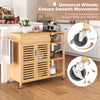 Mobile Organizer 35.5” Kitchen Island Cart w/ Lockable Wheels-Natural