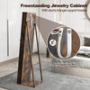 Floor Jewelry Cabinet Armoire Lockable Standing Jewelry Organizer w/Mirror