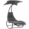 Rocking Outdoor Lounger, Padded Garden Pool Bed Chair w/ Canopy Umbrella - Grey