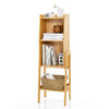 4 Tier Bamboo Bookshelf Free Standing Tall Bookcase Storage Organizer Rack Shelf