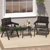 3 Pieces Patio PE Wicker Bistro Set with Quick-Drying Foam-Mix Brown