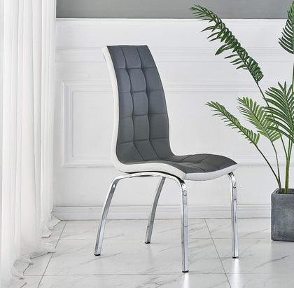 2pcs High Back Dining Chairs PU Leather Padded Seat Chrome Legs Kitchen Office