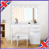 White Dressing Table Stool Set with LED Light Mirror Make up Desk And 4 Drawers