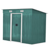 Outdoor Tool Box with Base Pent Roofing Steel Garden Shed House,Green,4ftx6ft