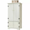 Tall Kitchen Larder Slim White Pantry Cabinet Cupboard Storage Unit Shelves Wood