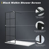 Wet Room Shower Enclosure Screen Walk In Black Grid 8mm Glass Panel 800x1850mm