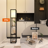 LED Floor Lamp Wood Modern Lounge Light 3-tier Open Storage Shelf Display Black