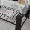 Rectangle Glass Coffee Table Modern Living Room Furniture Shelf White Black Wood