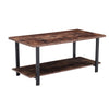 2 Tier Retro Coffee Table Rectangle Rustic Wood Living Room Tables Storage Shelf