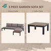 3pcs Garden Sectional Sofa Side Table Furniture Set w/ Cushion