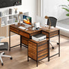 Industrial Styled Workstation Writing Table Computer Desk w/ 5 Drawers-Coffee