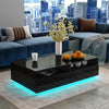 Black Gloss Coffee Table with 4 Drawers & LED Lights Modern 85x55x35cm
