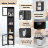 Bathroom Tall Cabinet Slim Freestanding Storage Organizer Cupboard 2 Glass Doors