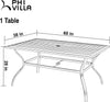 Metal Garden Dining Table Outdoor Patio w/Umbrella Hole for 6-8 Person
