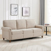3 Seater Sofa Couch Linen Fabric Settee for Living Room & Office Studded (Beige)