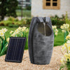 Solar Water Feature Fountain with LED Lights Cascading Stone Garden Outdoor Grey