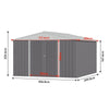 Outdoor Lockable Grey Door Shed Storage Room Metal Tool Sheds House 10x10ft UK