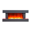 Wall Mounted Fireplace Matte Black Surround Remote Electric Fire Media LED Flame