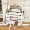 Dressing Table with Stool Set 10 LED Bulbs Vanity Desk 7 Drawers Storage White