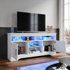 High Gloss 2 Door TV Unit Cabinet 135cm White TV Stand Sideboard Entertainment