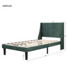 Single Bed 3ft Velvet Upholstered Platform Bed Frame with Slats Support Green