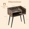 Bedroom End Table (Set of 2) Modern Nightstand with Open Shelves-Coffee