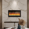 Black Glossy Tempered Glass Panel Electric Fireplace Inset/Wall Mounted/12 Flame