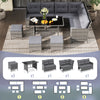 7 PCS Patio Dining Furniture PE Rattan Sectional Sofa Set with Ottomans Grey