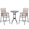 3PCS Outdoor Bistro Set Patio Folding Chairs Round Bar Table w/4CM Umbrella Hole