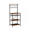 Kitchen Baker's Rack Microwave Oven Stand with Storage Shelves,Metal Frame/6Hook