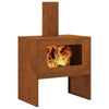 Fire Pit with Chimney 60x40x96 cm Weathering Steel