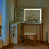 LED Light Dressing Table with 5 Drawers and 3 Open Shelves Vanity Table Gold Leg