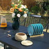 Metal Garden Dining Table Outdoor Patio Table w/ Umbrella Hole for 6 Person