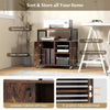 Metal Frame Printer Stand w/ Lockable Side Cabinet & Adjustable Shelves-Coffee