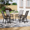 Garden Table Folding Mesh Chair Balcony Coffee Bistro Furniture w/ Umbrella Hole