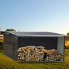 10x8ft Outdoor Log Firewood Storage Shed Garden Tools Container 2 Sliding Doors