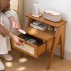 Vintage Nightstand Rattan Bedside Table w/ Cabinet Shelf Drawer Bedroom Storage