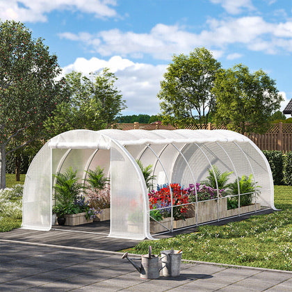 6 x 3 x 2 m Walk in Garden Polytunnel Greenhouse Outdoor Steel Frame Grow House