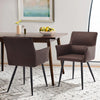 2x Faux Leather Dining Chairs Kitchen Dining Room Office Metal Legs Brown