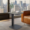 Pedestal Small Side Table Sofa Drinking Table Saddle Leather Tray Top End Table