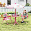 Indoor/Outdoor Collapsible Toddler Activity Table with 2 Folding Chairs-Pink