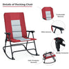 Foldable Rocking Chair Oversized Camping Rocking Chair Padded Lawn Chair Red